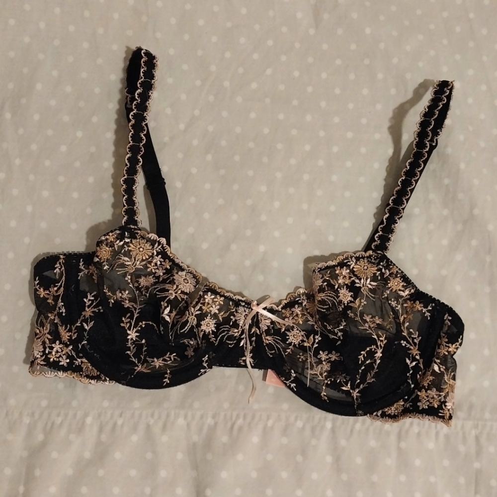 Victoria's Secret Black and Pink Floral unlined beautiful bra.